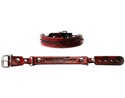 Thin red leather bracelet with a buckle MOR